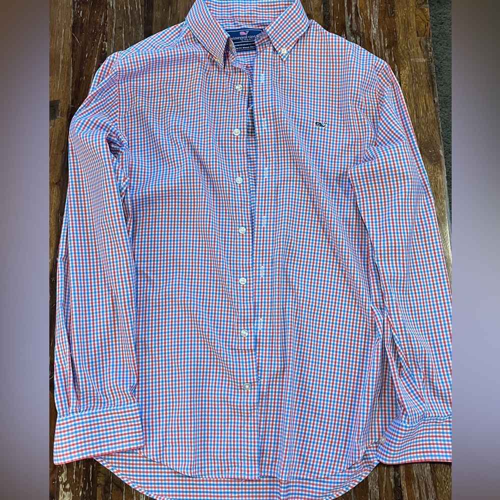 Vineyard Vines Red and Blue Plaid Men's Shirt